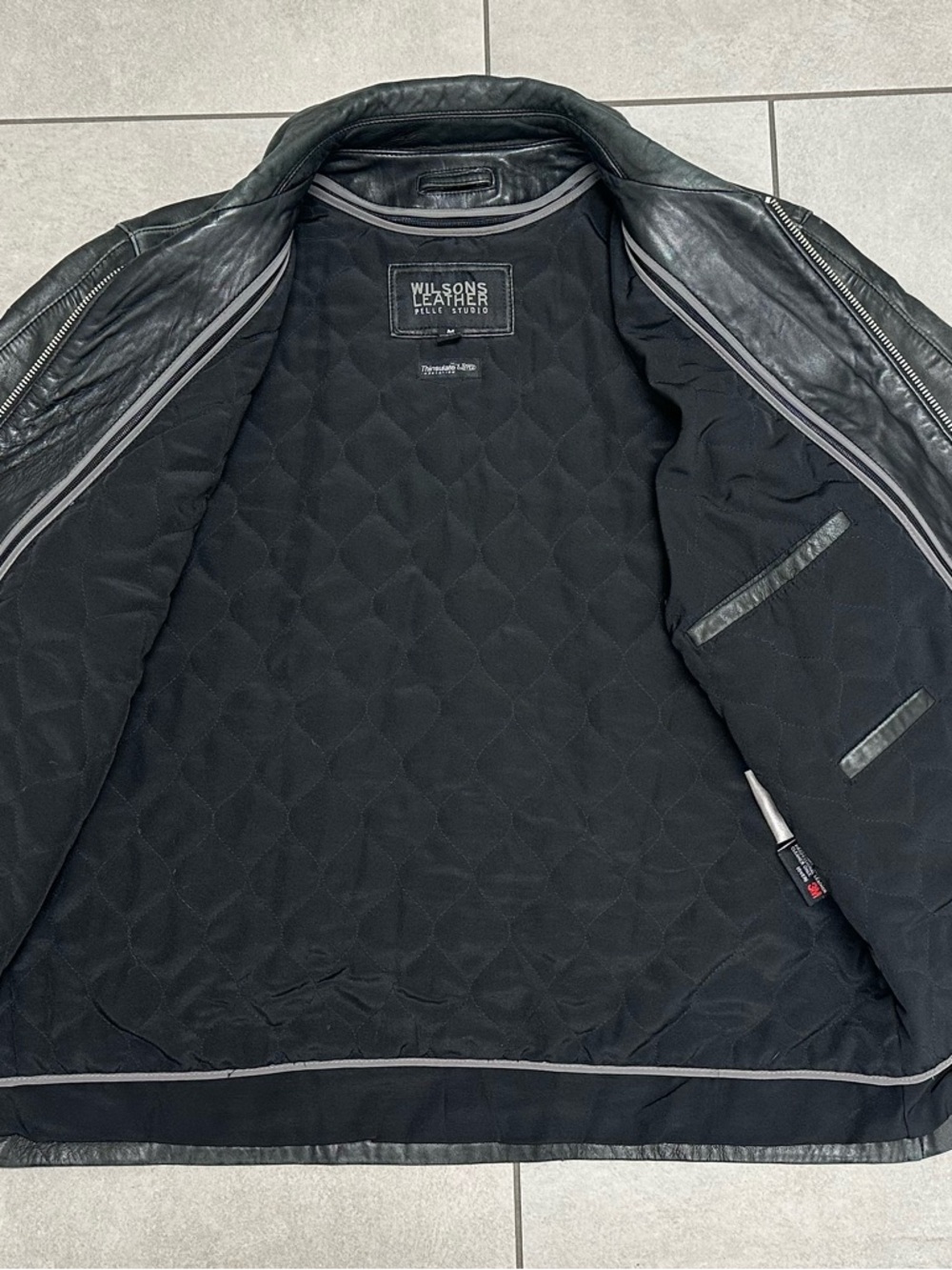 VTG Men’s Black WILSONS LEATHER JACKET Medium Pelle Studio Removable Lining - Picture 7 of 12